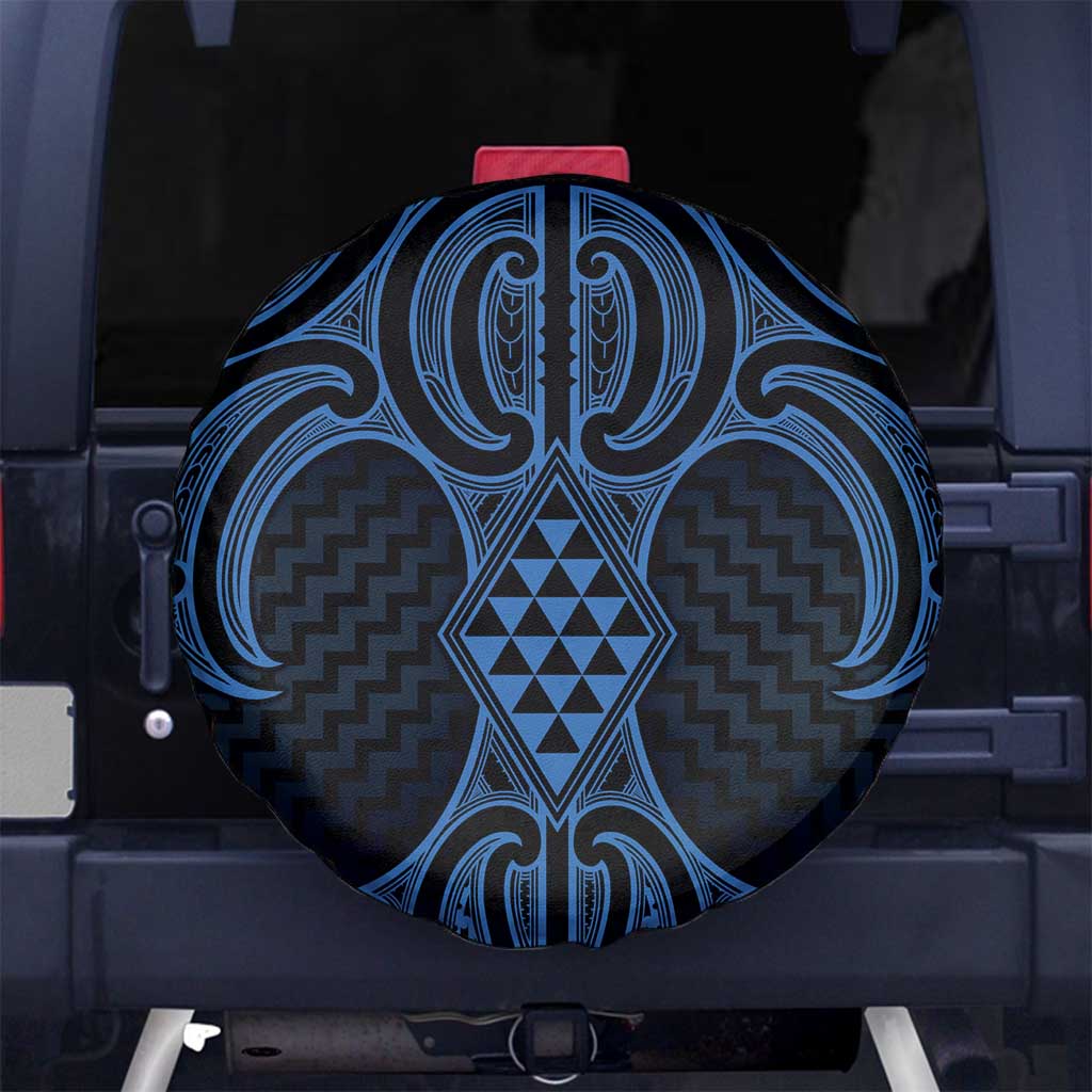 Kikorangi Maori Ta Moko Poutama Art Spare Tire Cover LT9 No hole Blue - Polynesian Pride