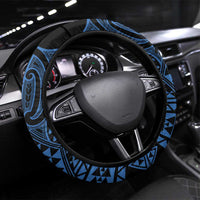 Kikorangi Maori Ta Moko Poutama Art Steering Wheel Cover LT9 Universal Fit Blue - Polynesian Pride