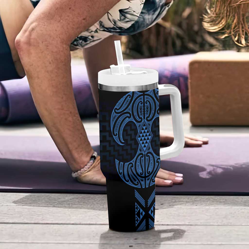 Kikorangi Maori Ta Moko Poutama Art Tumbler With Handle