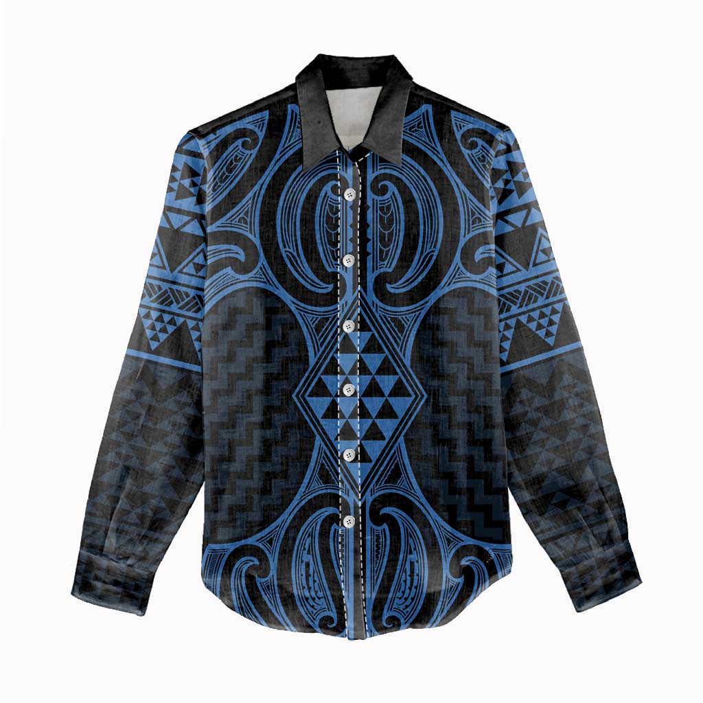 Kikorangi Maori Ta Moko Poutama Art Women Casual Shirt LT9 - Polynesian Pride