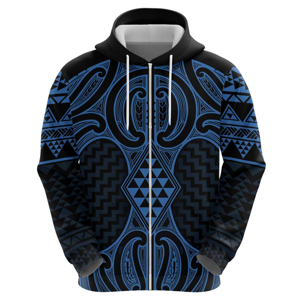 Kikorangi Maori Ta Moko Poutama Art Zip Hoodie LT9 - Polynesian Pride
