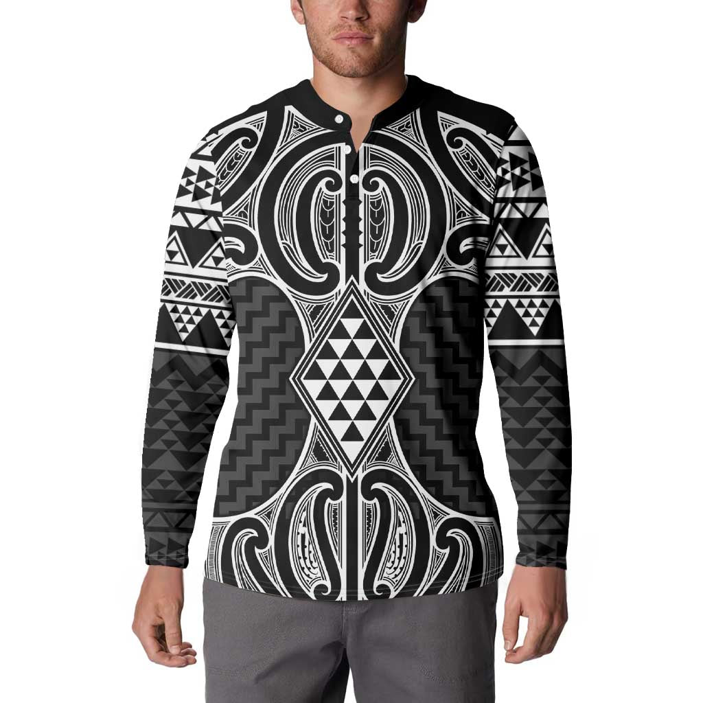 Ma Maori Ta Moko Poutama Art Button Sweatshirt