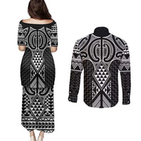 Ma Maori Ta Moko Poutama Art Couples Matching Puletasi and Long Sleeve Button Shirt LT9 - Polynesian Pride