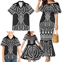 Ma Maori Ta Moko Poutama Art Family Matching Mermaid Dress and Hawaiian Shirt LT9 - Polynesian Pride