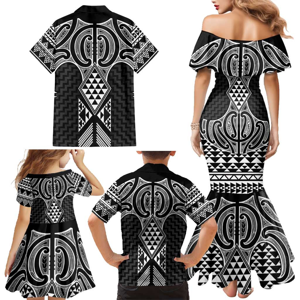 Ma Maori Ta Moko Poutama Art Family Matching Mermaid Dress and Hawaiian Shirt LT9 - Polynesian Pride