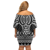 Ma Maori Ta Moko Poutama Art Family Matching Off Shoulder Short Dress and Hawaiian Shirt LT9 - Polynesian Pride