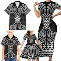 Ma Maori Ta Moko Poutama Art Family Matching Short Sleeve Bodycon Dress and Hawaiian Shirt LT9 - Polynesian Pride