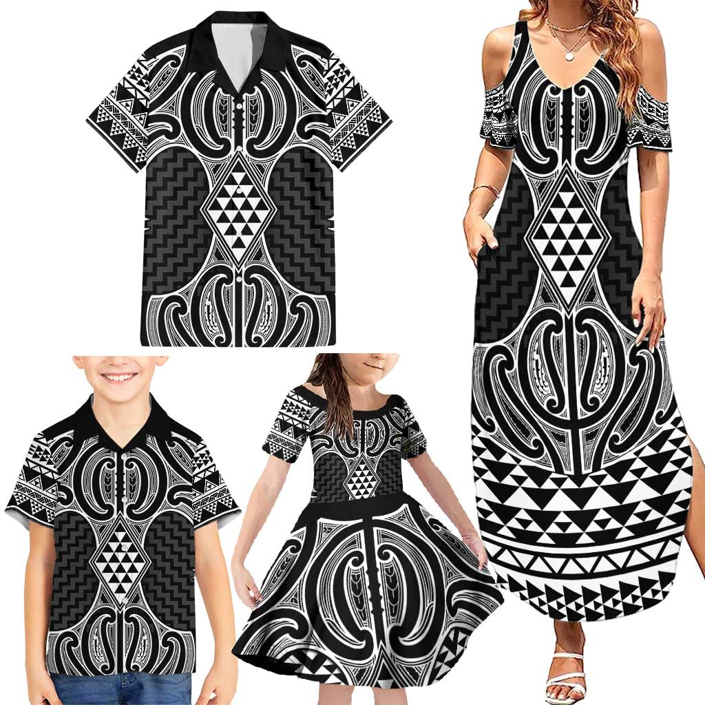 Ma Maori Ta Moko Poutama Art Family Matching Summer Maxi Dress and Hawaiian Shirt LT9 - Polynesian Pride