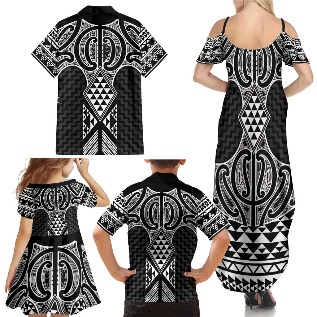 Ma Maori Ta Moko Poutama Art Family Matching Summer Maxi Dress and Hawaiian Shirt LT9 - Polynesian Pride