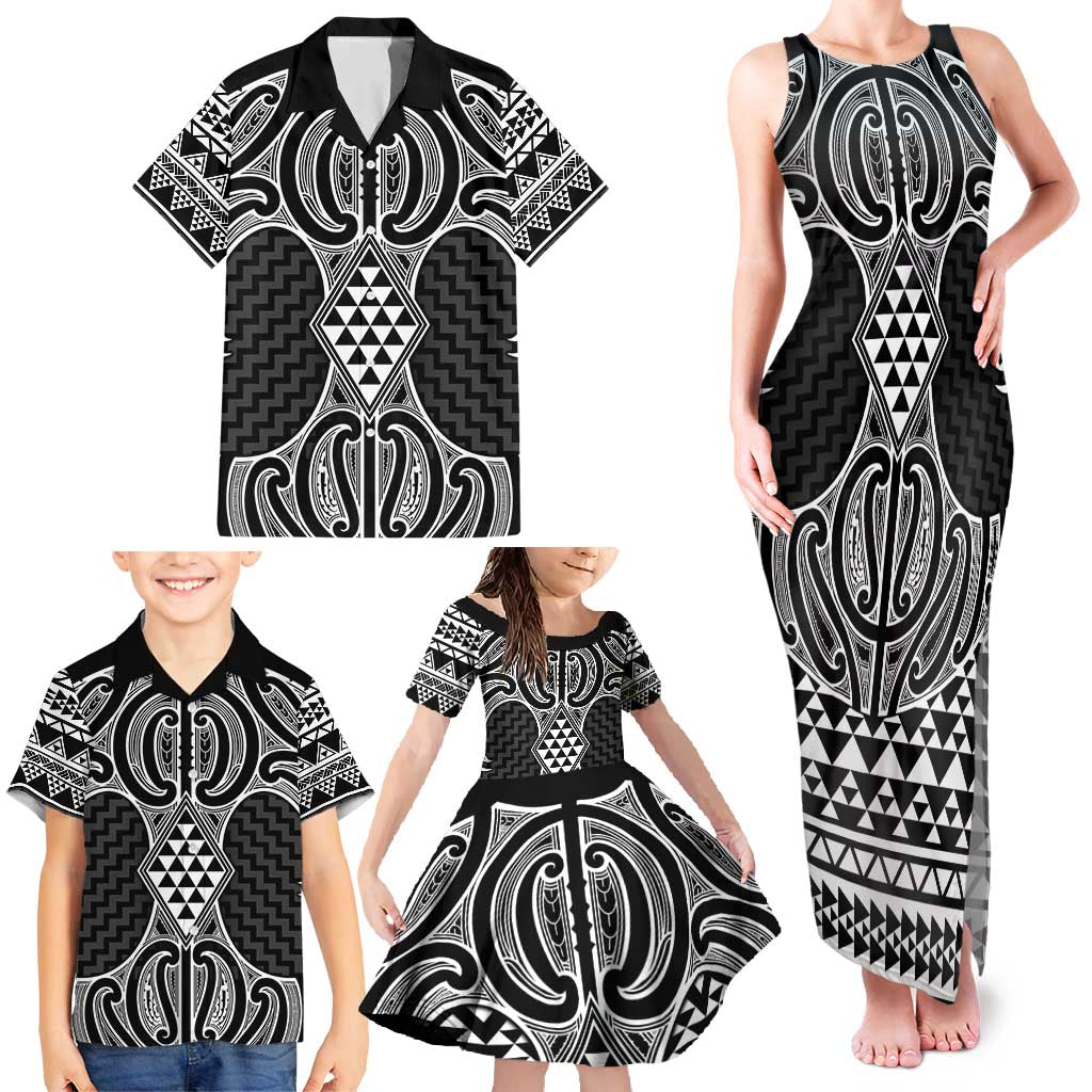 Ma Maori Ta Moko Poutama Art Family Matching Tank Maxi Dress and Hawaiian Shirt LT9 - Polynesian Pride