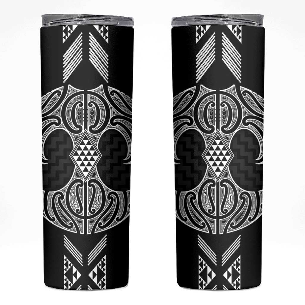 Ma Maori Ta Moko Poutama Art Skinny Tumbler LT9 White - Polynesian Pride