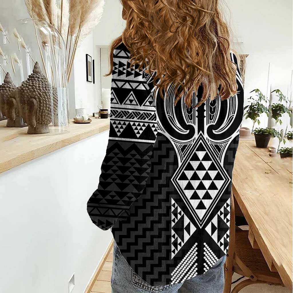 Ma Maori Ta Moko Poutama Art Women Casual Shirt LT9 - Polynesian Pride