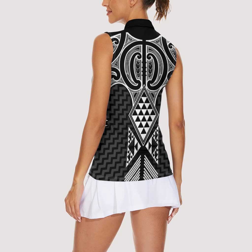 Ma Maori Ta Moko Poutama Art Women Sleeveless Polo Shirt