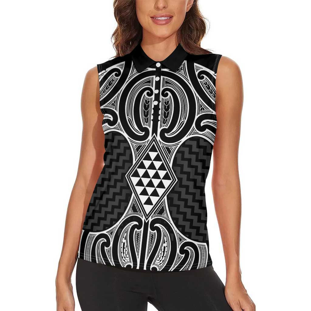 Ma Maori Ta Moko Poutama Art Women Sleeveless Polo Shirt