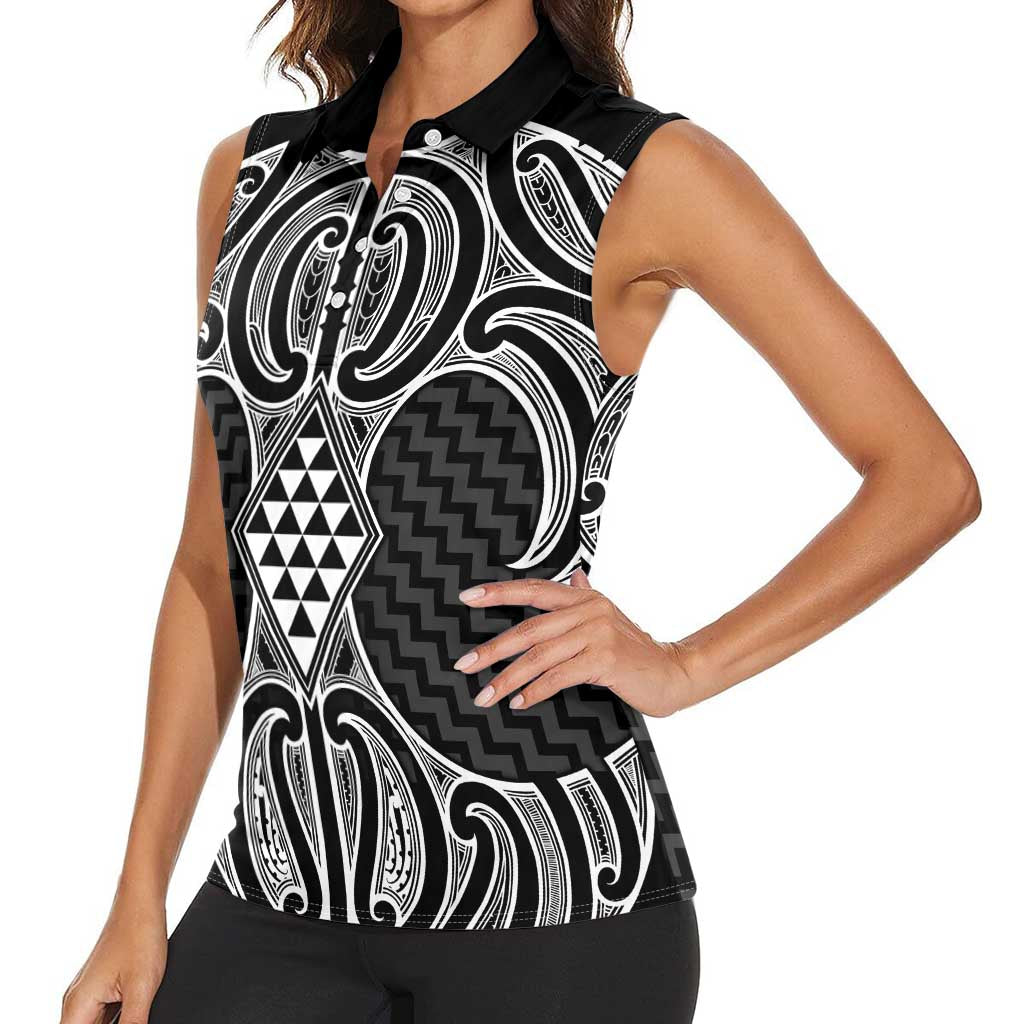 Ma Maori Ta Moko Poutama Art Women Sleeveless Polo Shirt