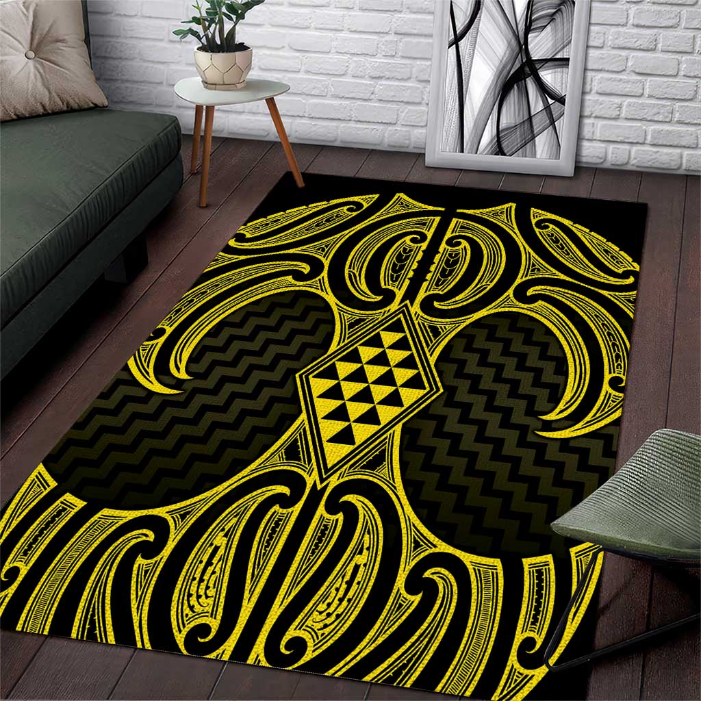 Mahi-dawg Maori Ta Moko Poutama Art Area Rug LT9 Yellow - Polynesian Pride