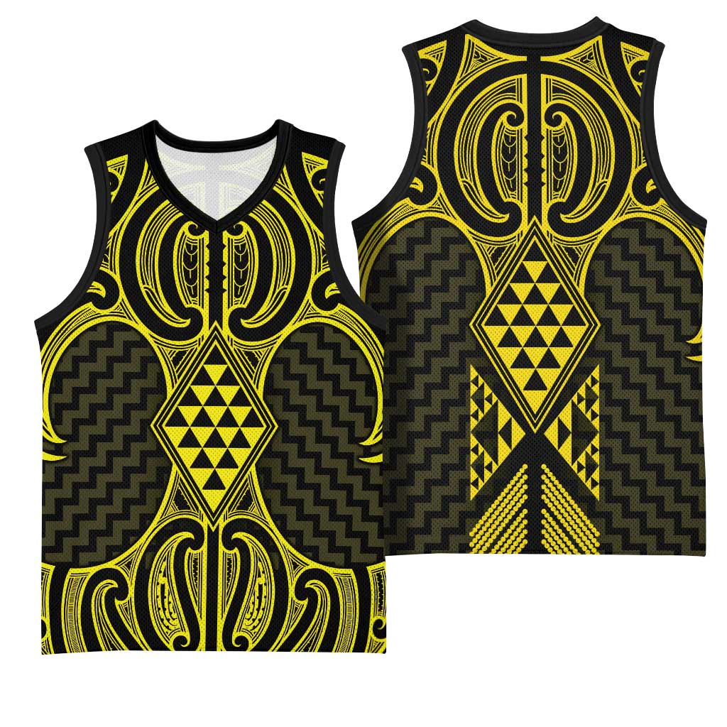 Mahi-dawg Maori Ta Moko Poutama Art Basketball Jersey - Polynesian Pride