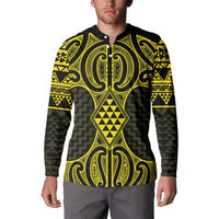 Mahi-dawg Maori Ta Moko Poutama Art Button Sweatshirt
