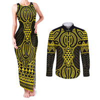 Mahi-dawg Maori Ta Moko Poutama Art Couples Matching Tank Maxi Dress and Long Sleeve Button Shirt