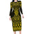Mahi-dawg Maori Ta Moko Poutama Art Family Matching Long Sleeve Bodycon Dress and Hawaiian Shirt