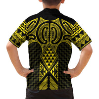 Mahi-dawg Maori Ta Moko Poutama Art Family Matching Off The Shoulder Long Sleeve Dress and Hawaiian Shirt LT9 - Polynesian Pride
