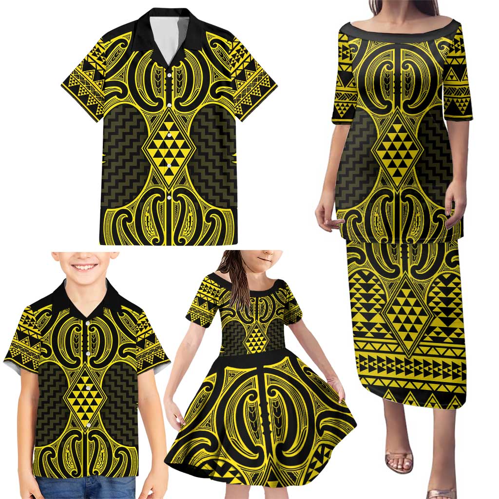 Mahi-dawg Maori Ta Moko Poutama Art Family Matching Puletasi and Hawaiian Shirt LT9 - Polynesian Pride