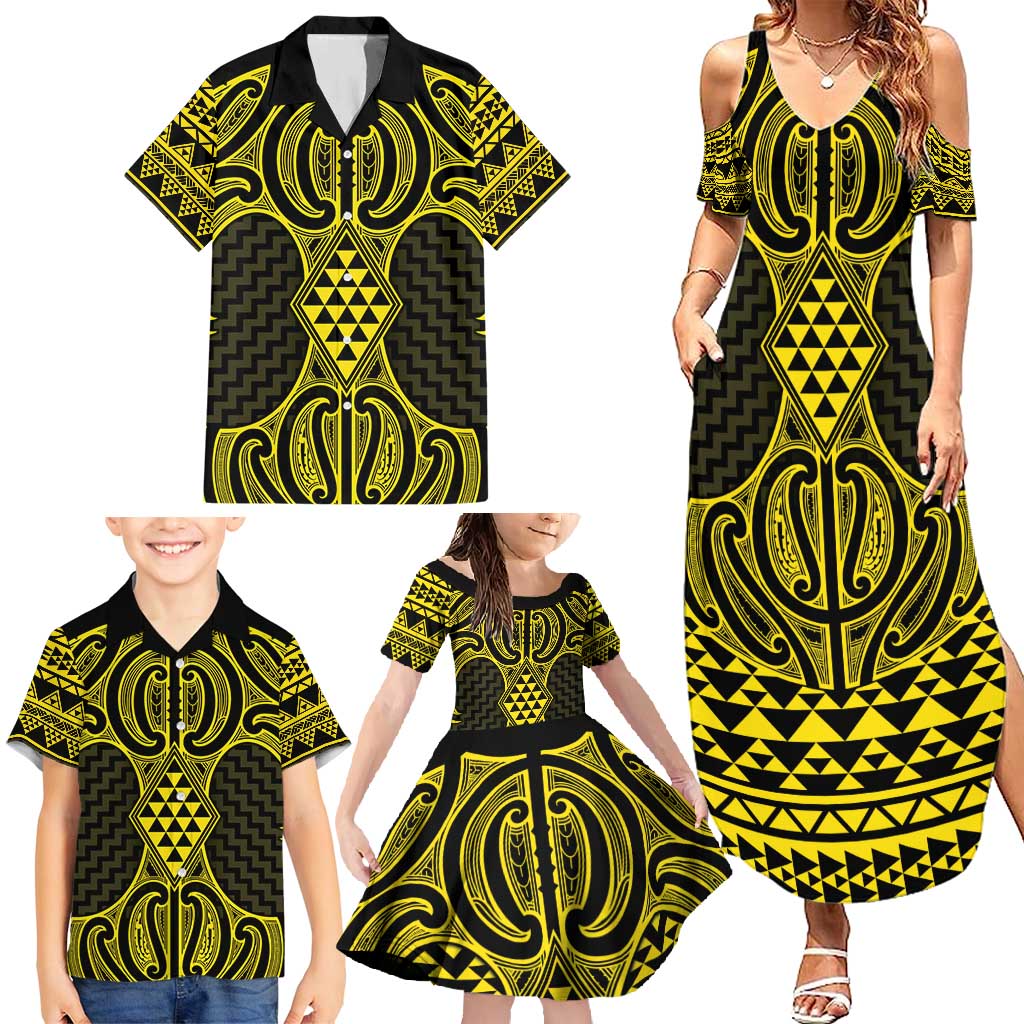 Mahi-dawg Maori Ta Moko Poutama Art Family Matching Summer Maxi Dress and Hawaiian Shirt LT9 - Polynesian Pride