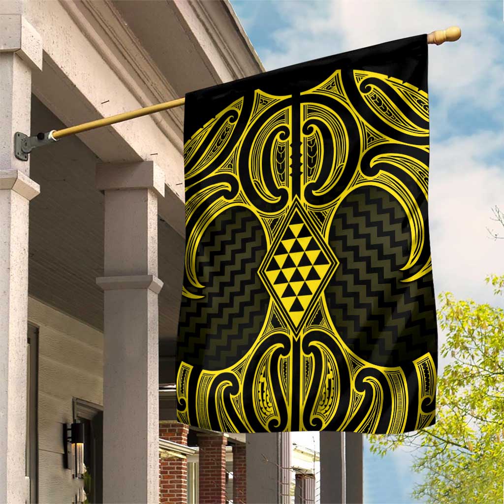 Mahi-dawg Maori Ta Moko Poutama Art Garden Flag LT9 House Flag Yellow - Polynesian Pride