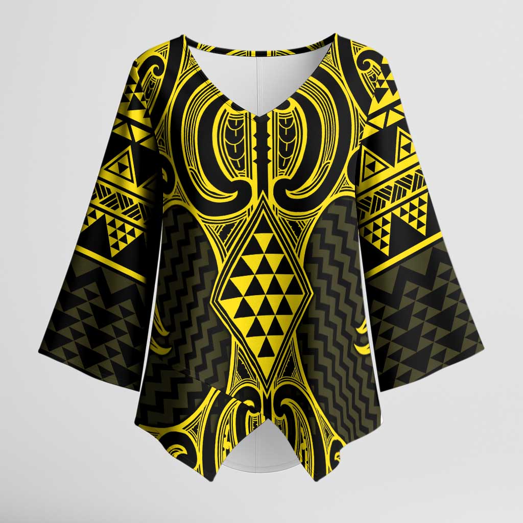 Mahi-dawg Maori Ta Moko Poutama Art Kimono Sleeve Blouse - Polynesian Pride