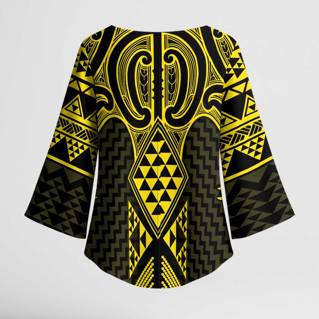 Mahi-dawg Maori Ta Moko Poutama Art Kimono Sleeve Blouse - Polynesian Pride