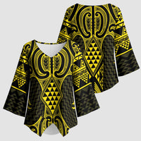 Mahi-dawg Maori Ta Moko Poutama Art Kimono Sleeve Blouse - Polynesian Pride