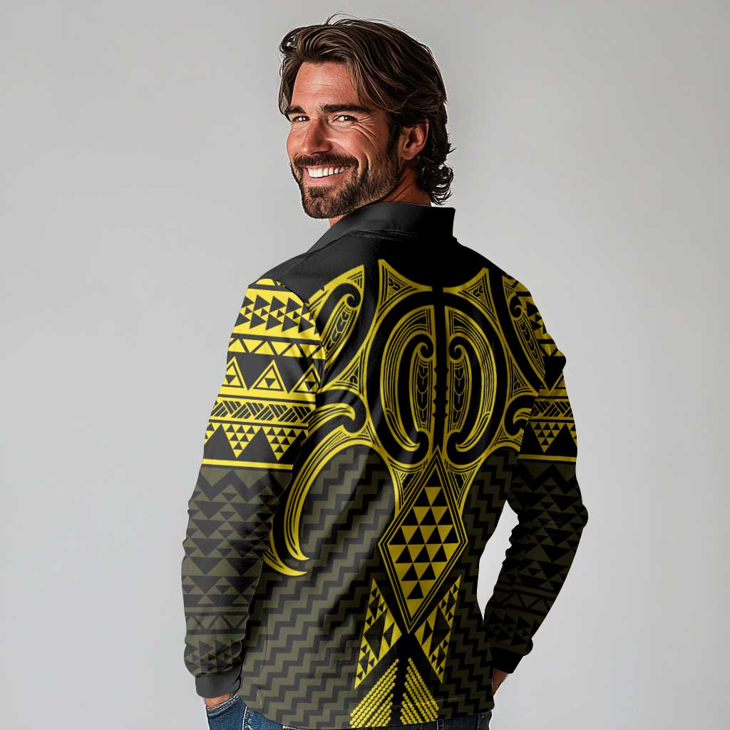 Mahi-dawg Maori Ta Moko Poutama Art Long Sleeve Polo Shirt