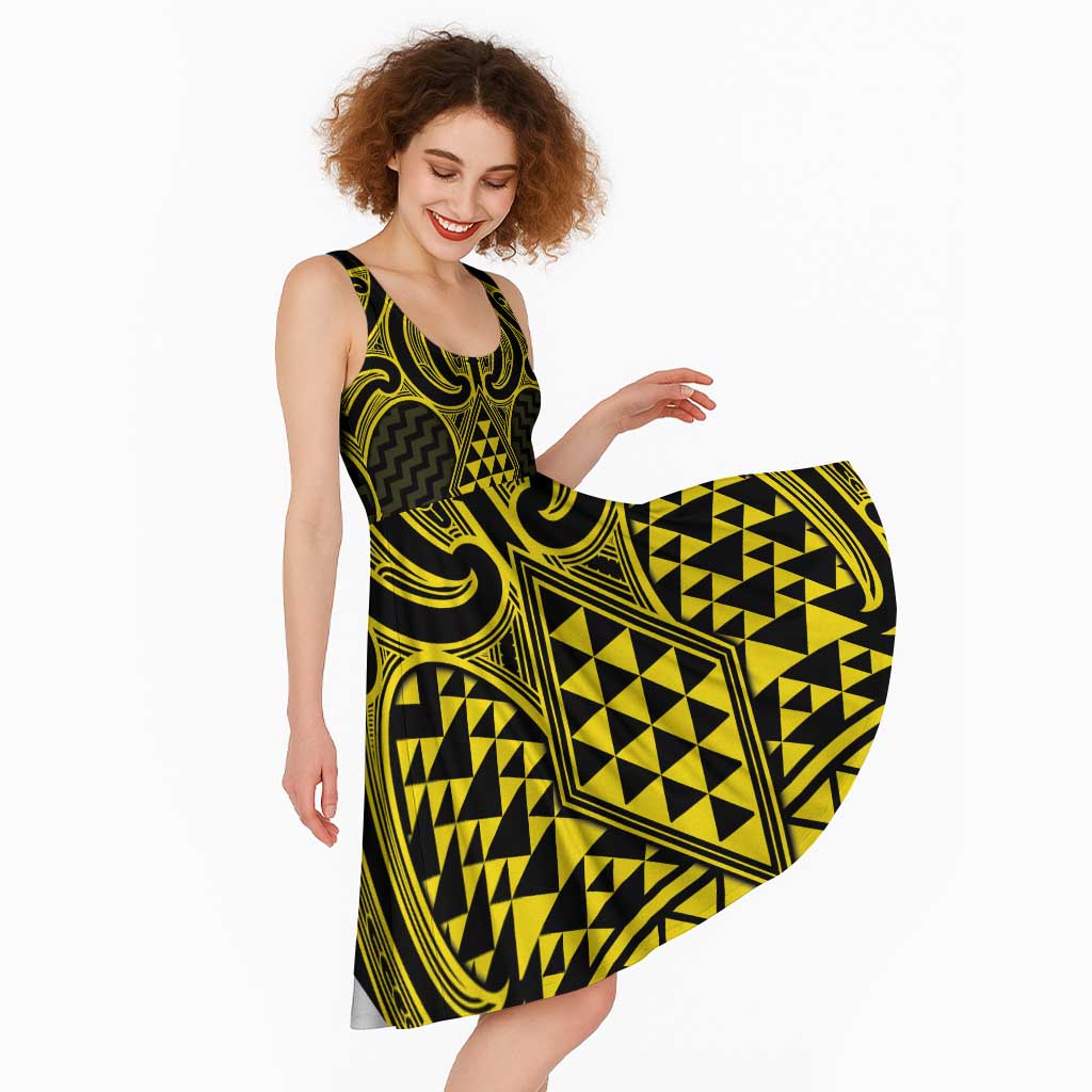 Mahi-dawg Maori Ta Moko Poutama Art Midi Dress - Polynesian Pride