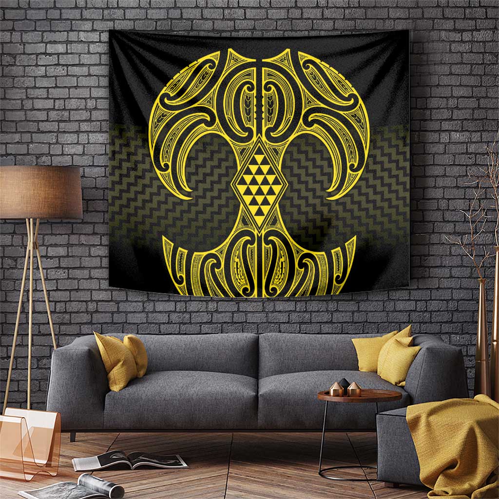 Mahi-dawg Maori Ta Moko Poutama Art Tapestry LT9 Yellow - Polynesian Pride