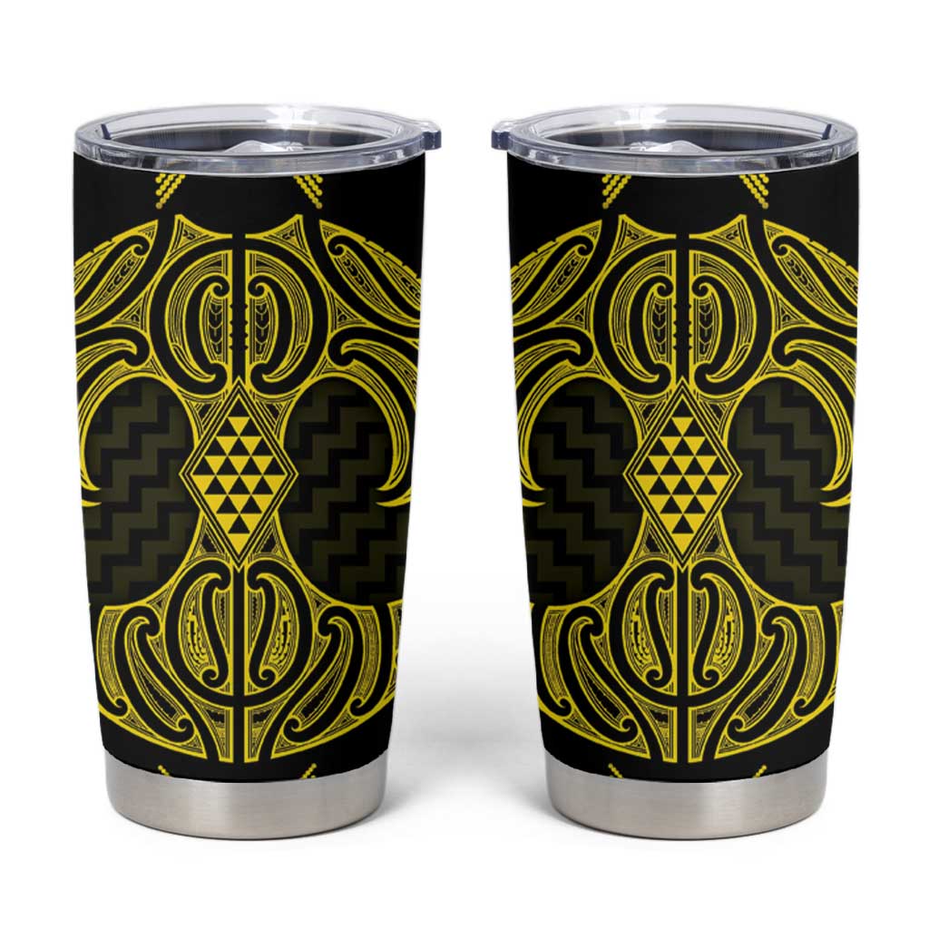Mahi-dawg Maori Ta Moko Poutama Art Tumbler Cup LT9 Yellow - Polynesian Pride