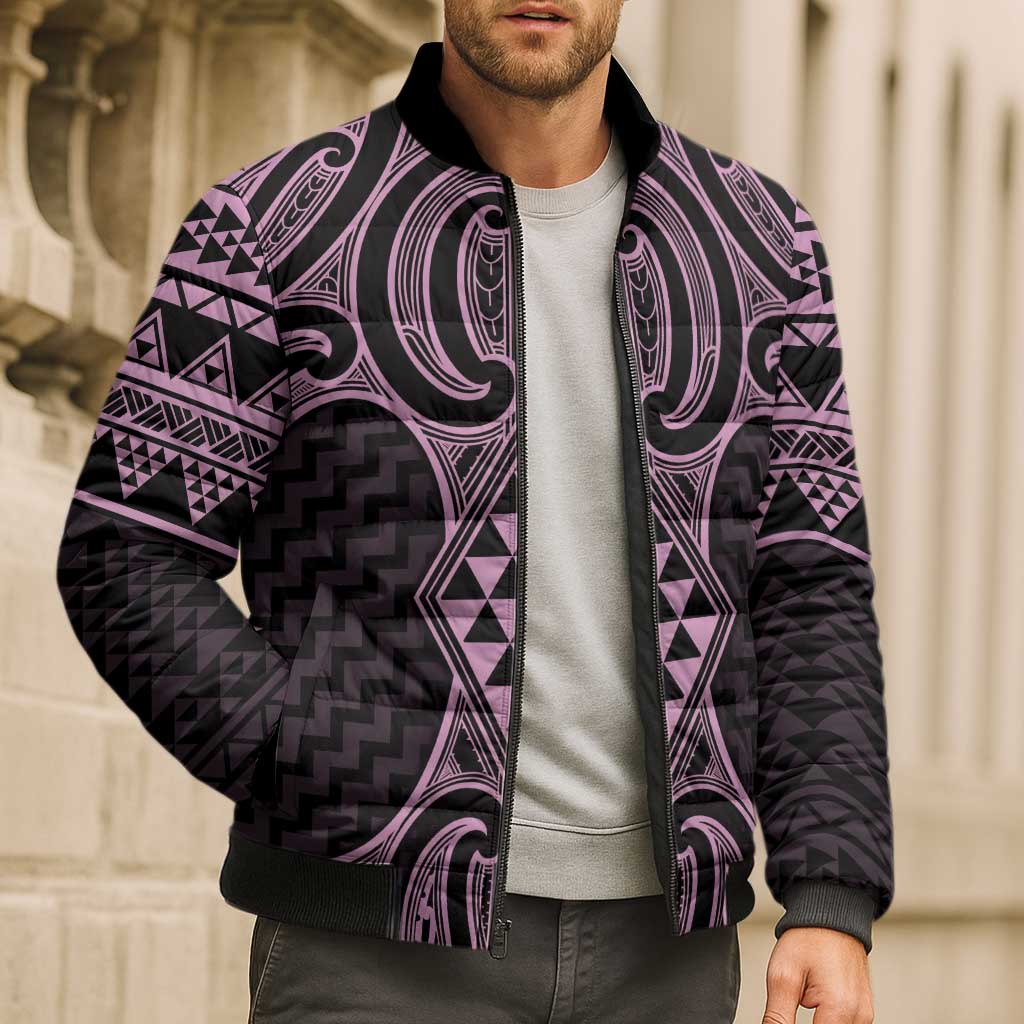 Mawhero Maori Ta Moko Poutama Art Bomber Puffer Jacket - Polynesian Pride