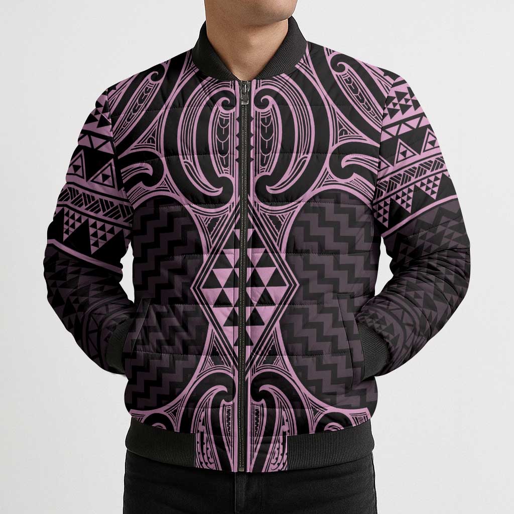 Mawhero Maori Ta Moko Poutama Art Bomber Puffer Jacket - Polynesian Pride