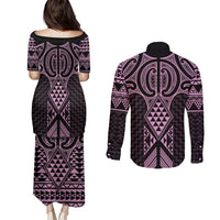 Mawhero Maori Ta Moko Poutama Art Couples Matching Puletasi and Long Sleeve Button Shirt