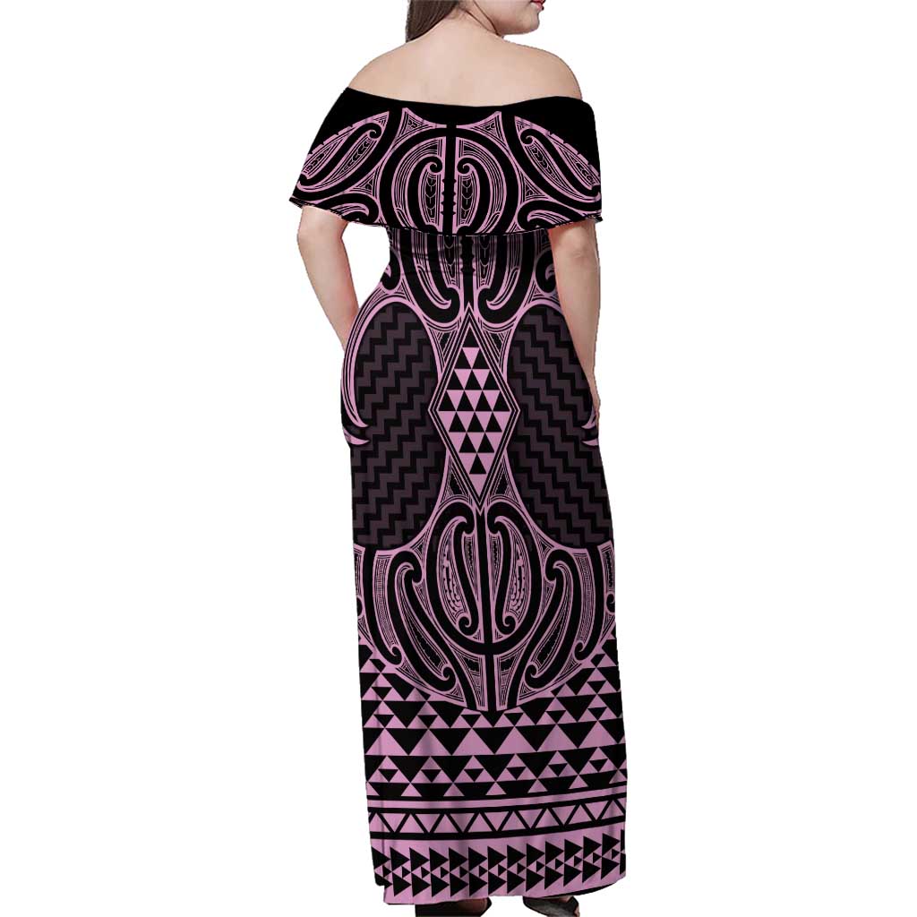 Mawhero Maori Ta Moko Poutama Art Family Matching Off Shoulder Maxi Dress and Hawaiian Shirt LT9 - Polynesian Pride