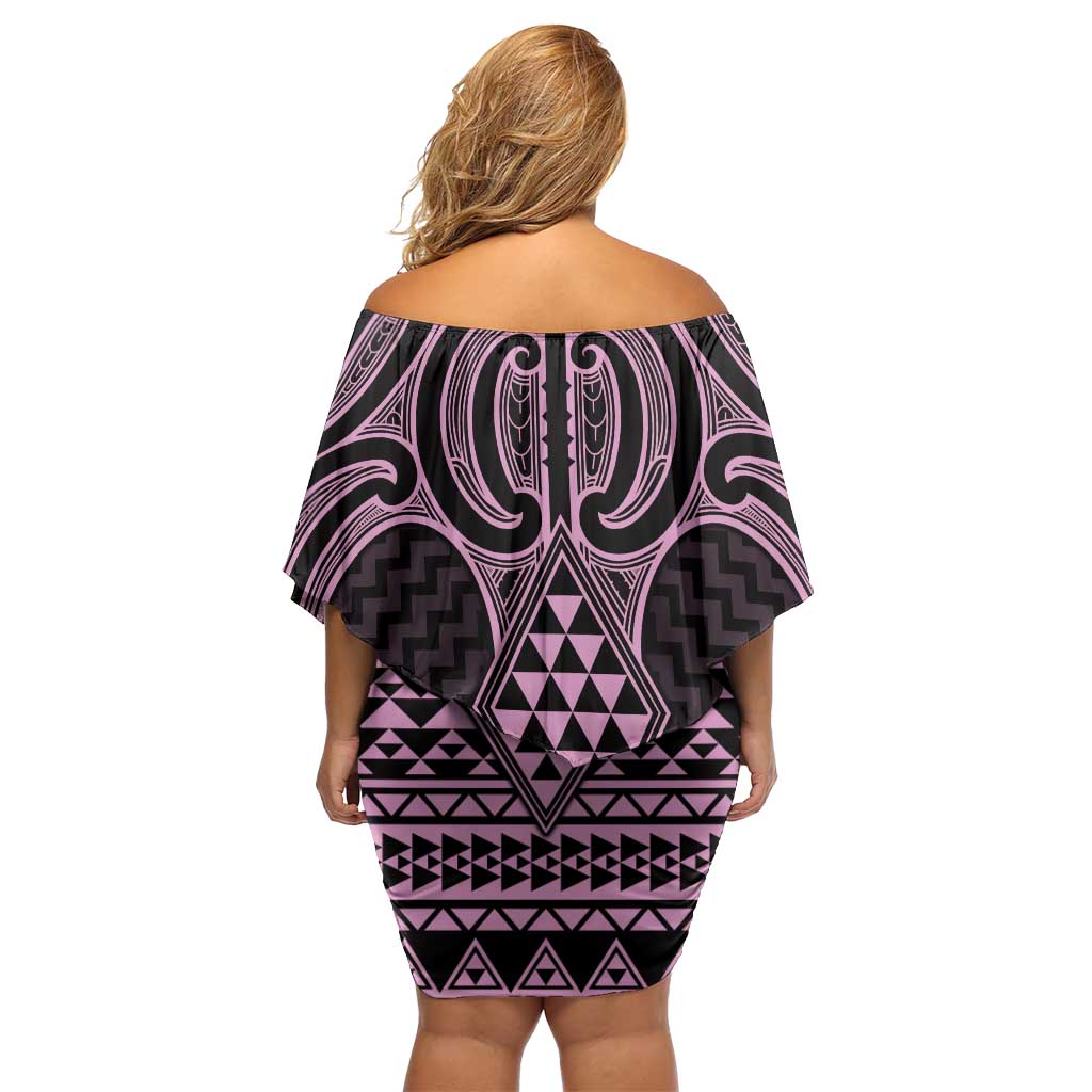 Mawhero Maori Ta Moko Poutama Art Family Matching Off Shoulder Short Dress and Hawaiian Shirt LT9 - Polynesian Pride