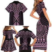 Mawhero Maori Ta Moko Poutama Art Family Matching Short Sleeve Bodycon Dress and Hawaiian Shirt LT9 - Polynesian Pride