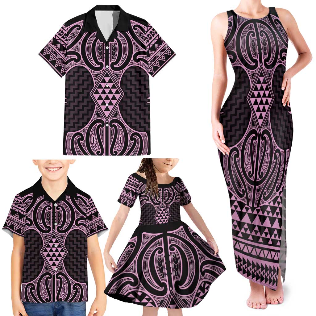 Mawhero Maori Ta Moko Poutama Art Family Matching Tank Maxi Dress and Hawaiian Shirt LT9 - Polynesian Pride