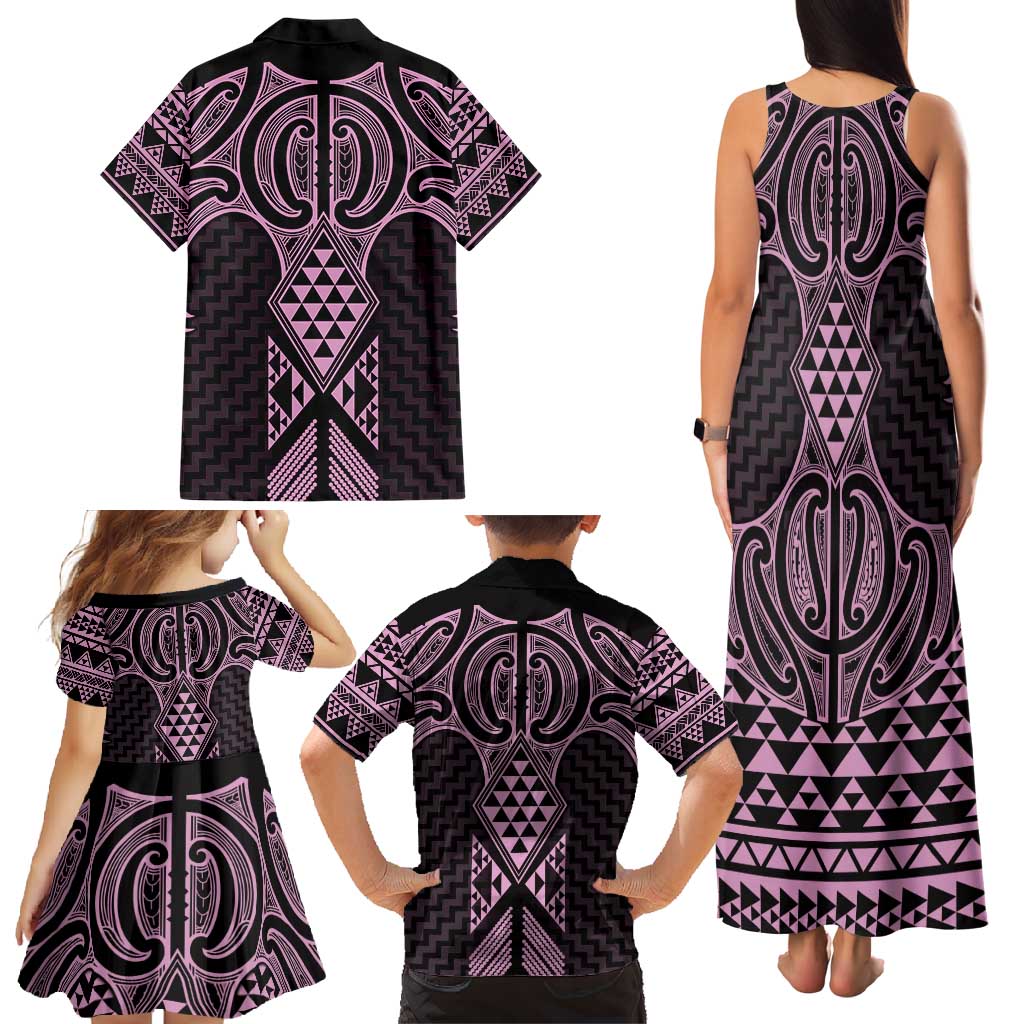 Mawhero Maori Ta Moko Poutama Art Family Matching Tank Maxi Dress and Hawaiian Shirt LT9 - Polynesian Pride