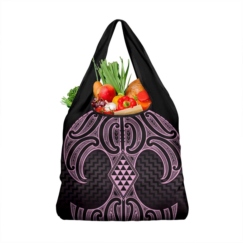 Mawhero Maori Ta Moko Poutama Art Grocery Bag LT9 1-pack One Size Pink - Polynesian Pride