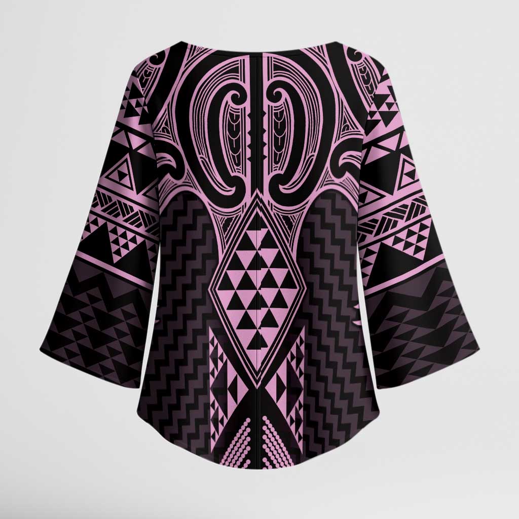 Mawhero Maori Ta Moko Poutama Art Kimono Sleeve Blouse LT9 - Polynesian Pride