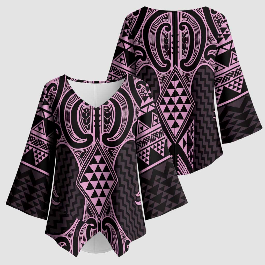 Mawhero Maori Ta Moko Poutama Art Kimono Sleeve Blouse LT9 - Polynesian Pride