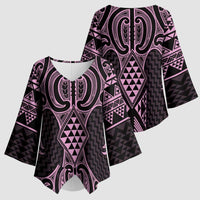 Mawhero Maori Ta Moko Poutama Art Kimono Sleeve Blouse LT9 - Polynesian Pride