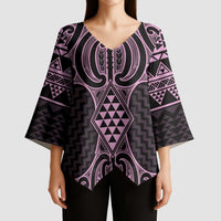 Mawhero Maori Ta Moko Poutama Art Kimono Sleeve Blouse LT9 - Polynesian Pride