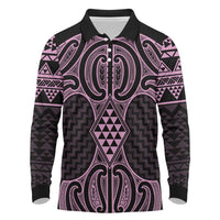 Mawhero Maori Ta Moko Poutama Art Long Sleeve Polo Shirt