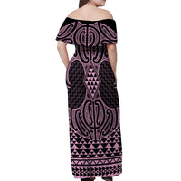 Mawhero Maori Ta Moko Poutama Art Off Shoulder Maxi Dress